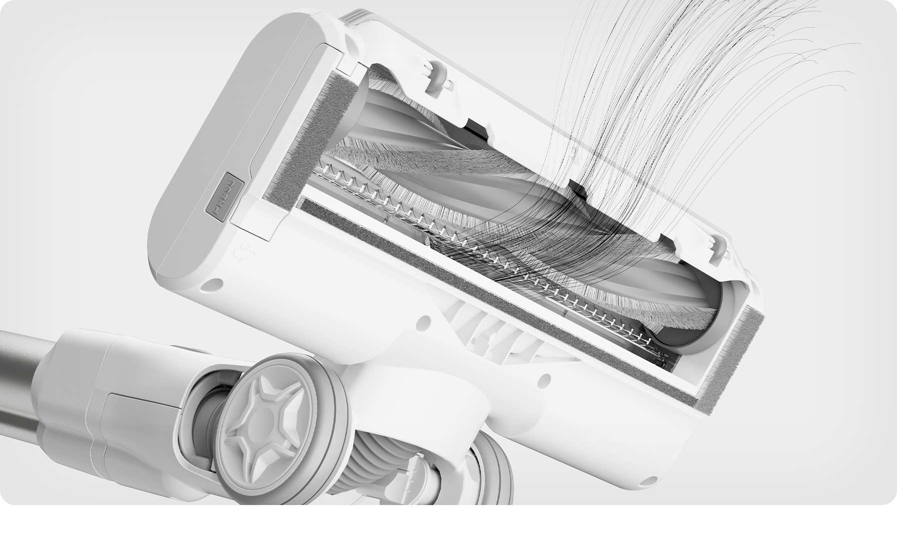 Вграденият гребен във валяка на Mijia Vacuum Cleaner 4 C, който отделя космите
