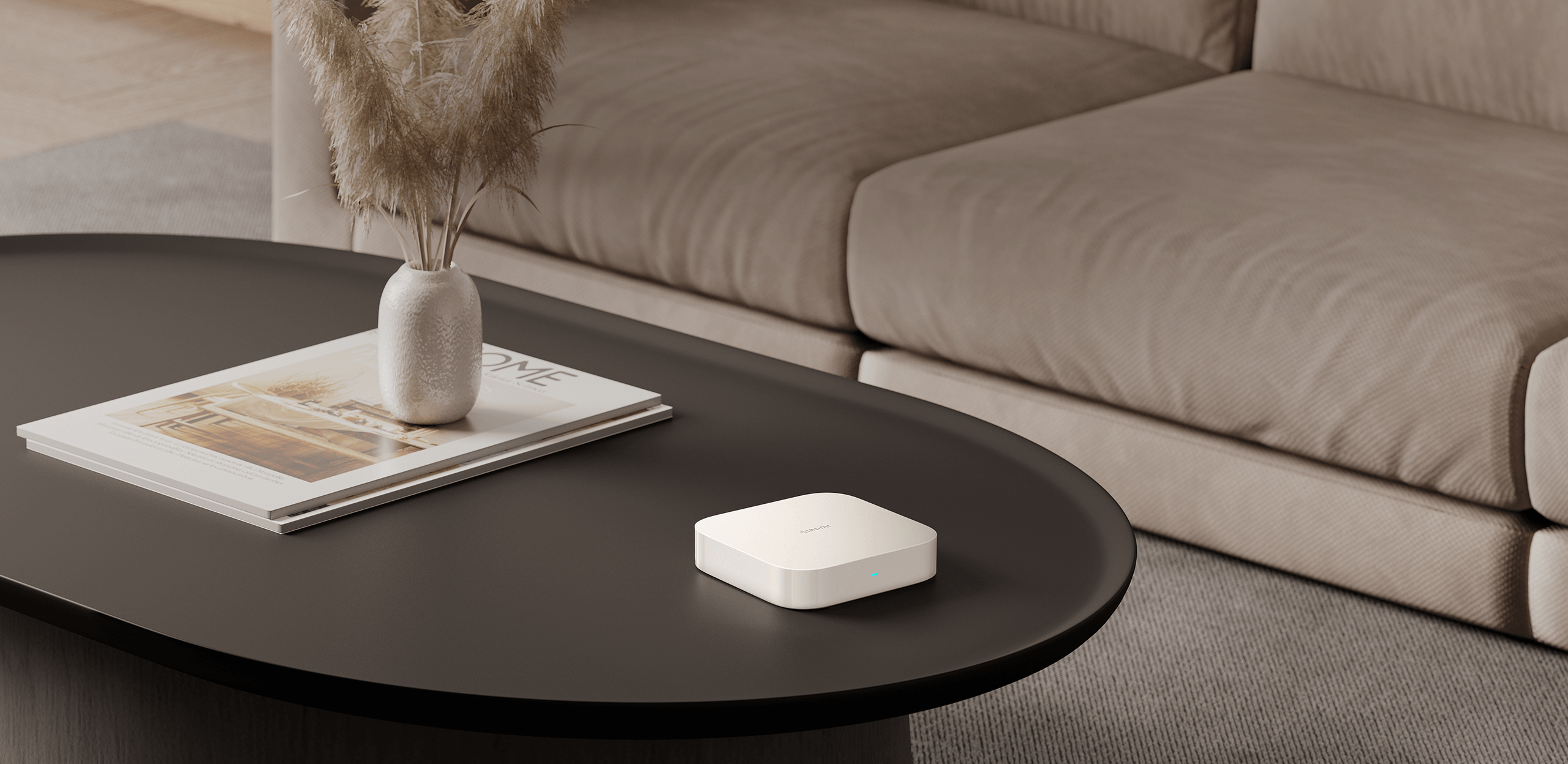 Xiaomi Smart Home Hub 2 върху масичка в дневната