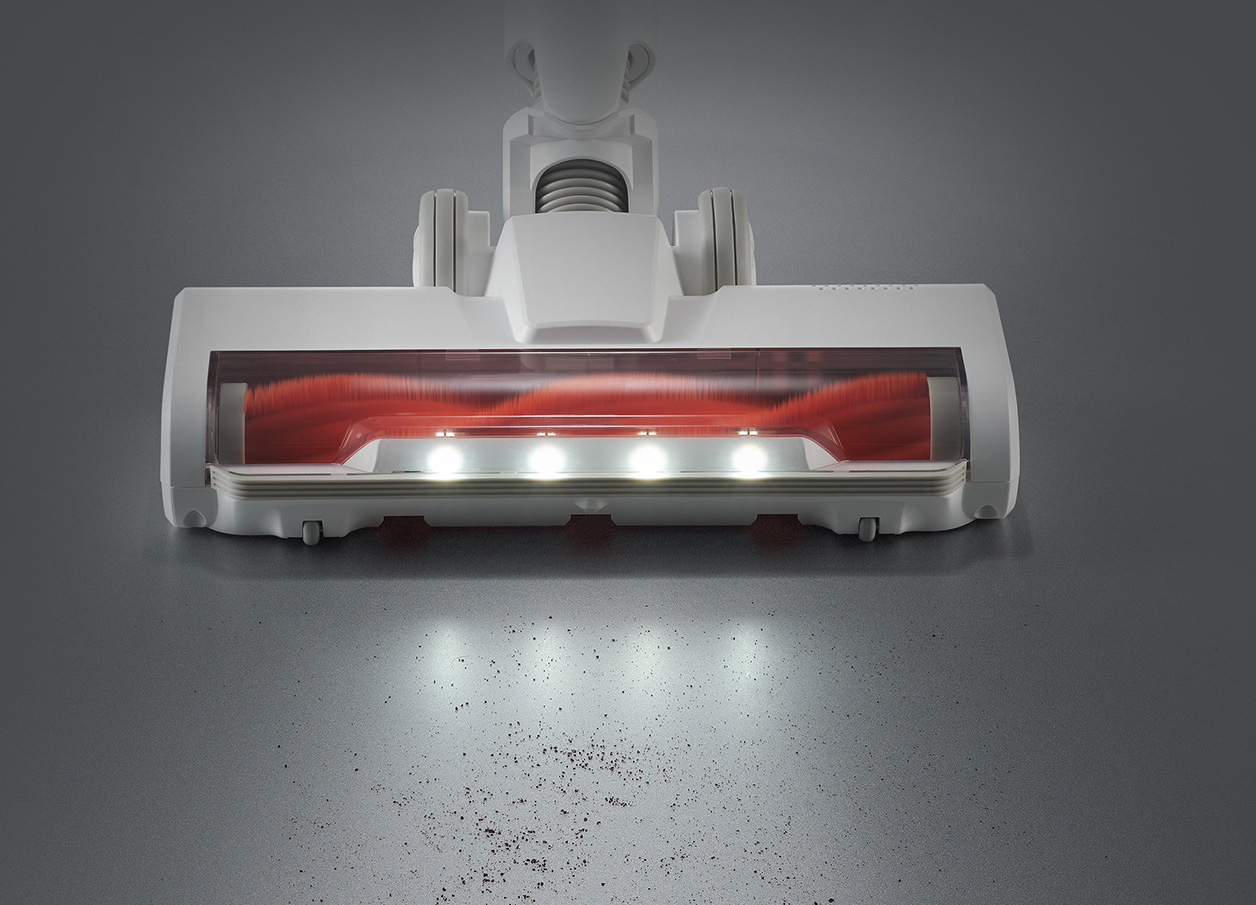 LED светлини на четката на Xiaomi Vacuum Cleaner G20 Lite EU осветяват праха по пода