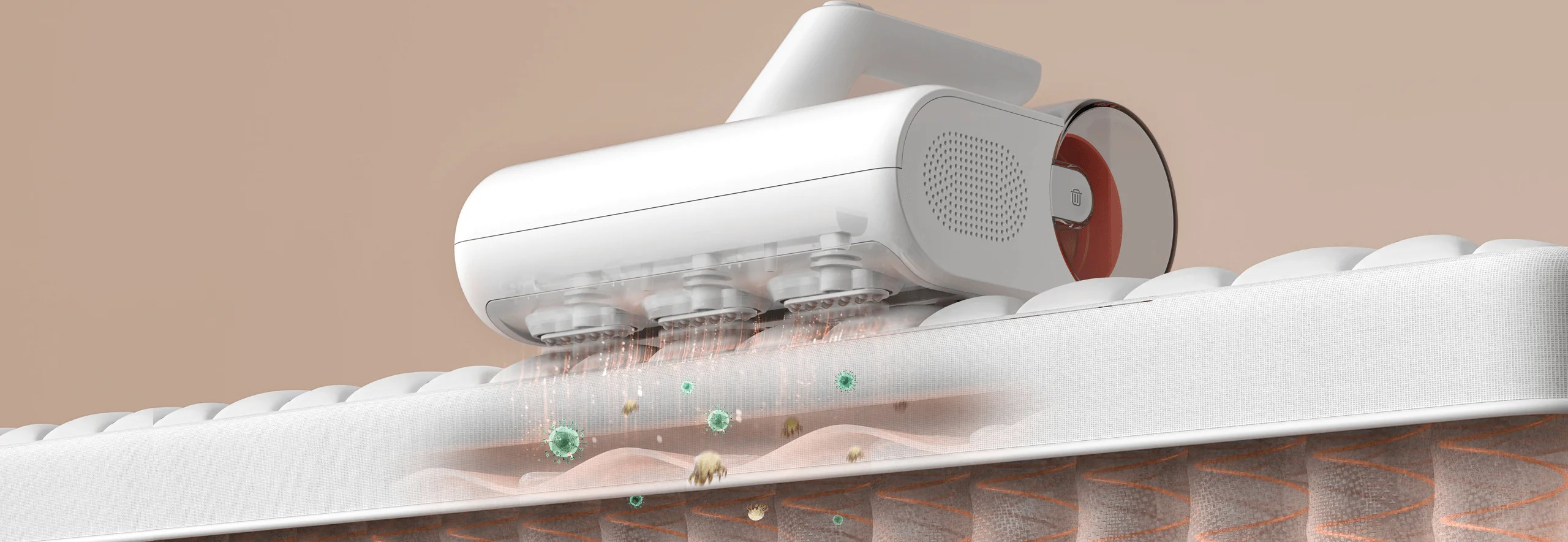 Три зони на потупване на Xiaomi Dust Mite Vacuum Cleaner върху матрак