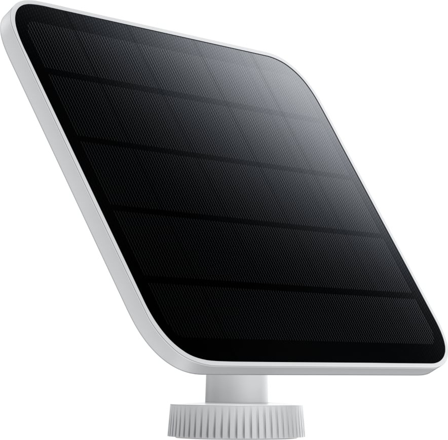 Xiaomi Outdoor Camera Solar Panel (BW Series) на бял фон, изглед отстрани със стойката