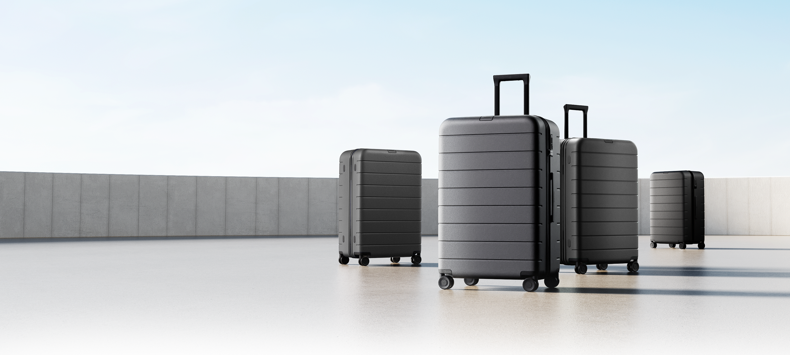 Куфари Xiaomi Luggage Classic Pro в четирите размера, подредени един до друг