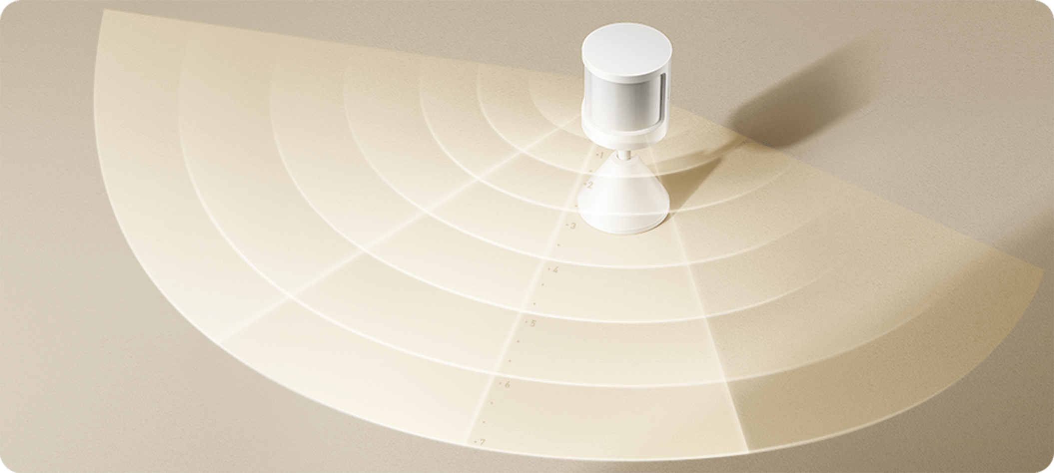 Зона на засичане на Xiaomi Motion Sensor 2S с обхват до 7 метра