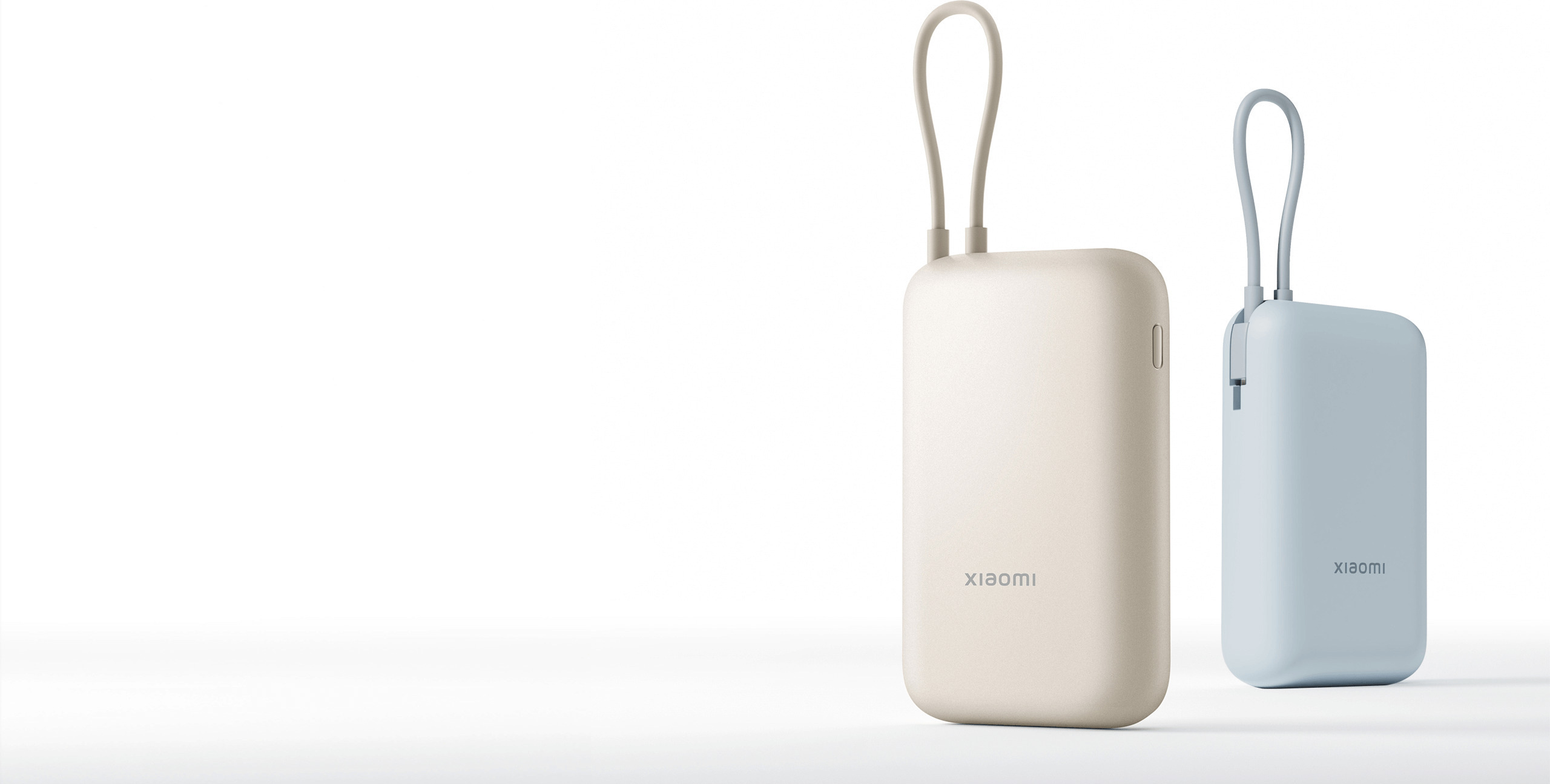 Външна батерия Xiaomi Power Bank 10000mAh (Integrated Cable) в цветове Tan и Ice Blue