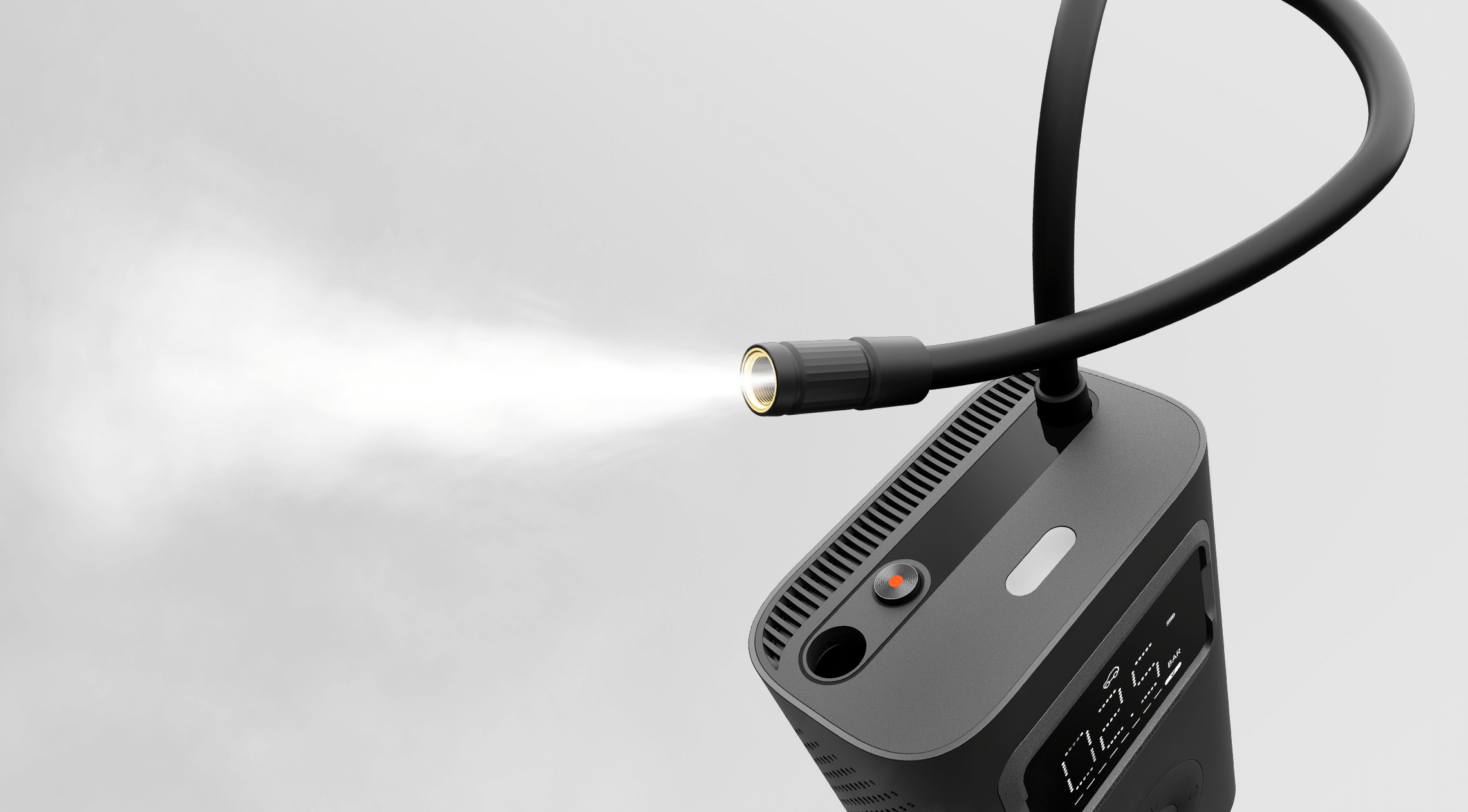 Xiaomi Portable Electric Air Compressor 2 Pro подава силна въздушна струя през маркуча за високо налягане