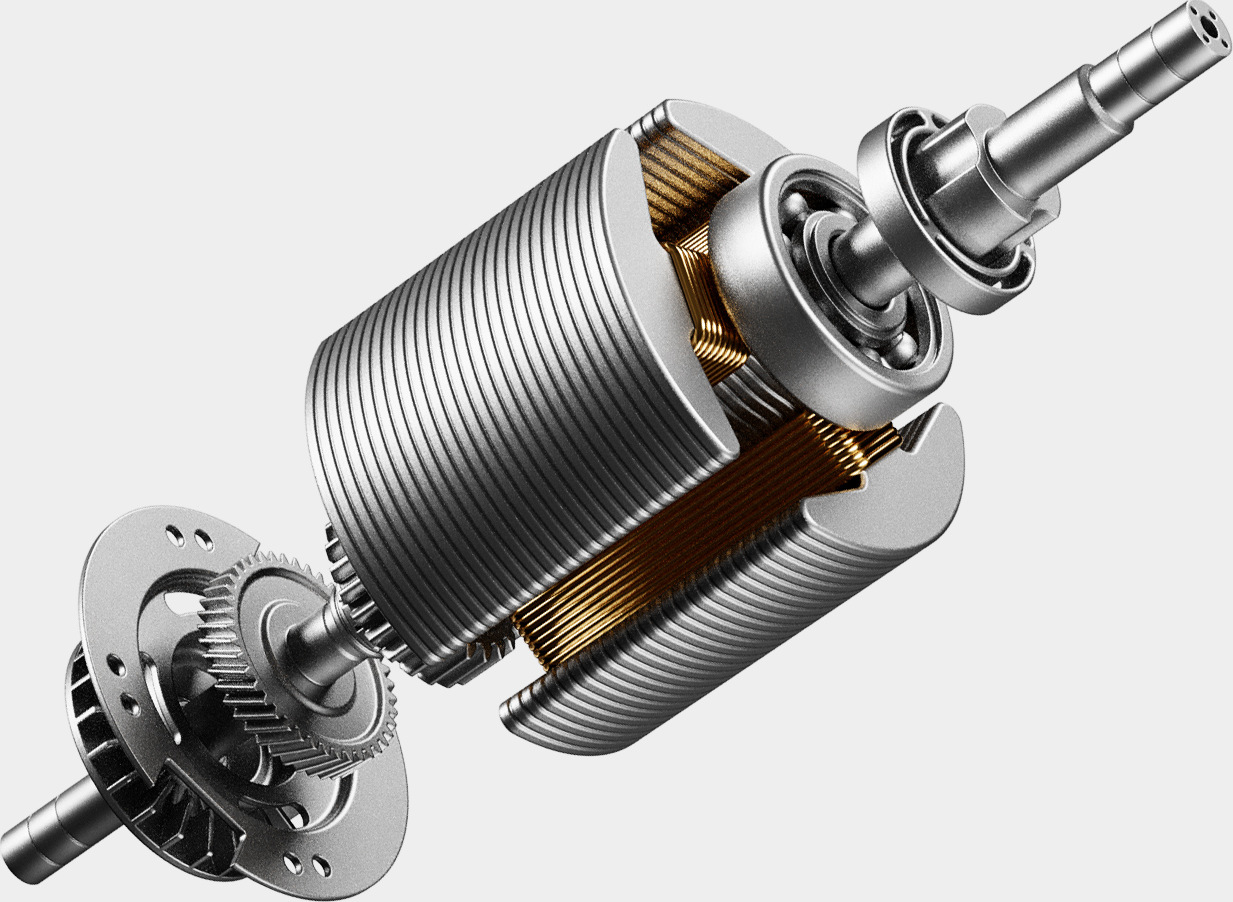 Магнитният мотор на Xiaomi Portable Electric Air Compressor 2 Pro в разглобен вид