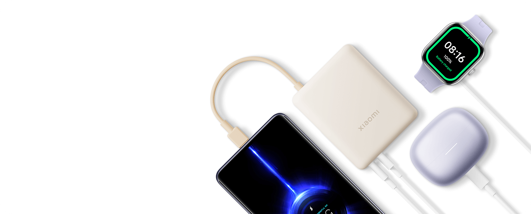 Външна батерия Xiaomi 33W Power Bank 10000mAh зарежда смартфон, слушалки и часовник едновременно