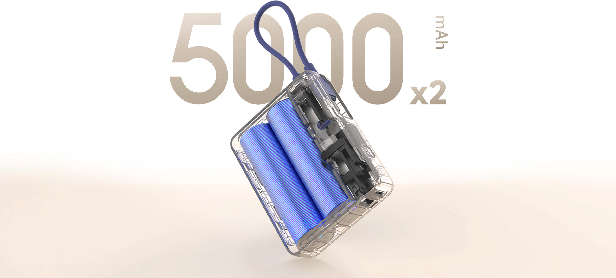 Двете клетки по 5000 mAh във външната батерия Xiaomi 33W Power Bank 10000mAh (Integrated Cable)