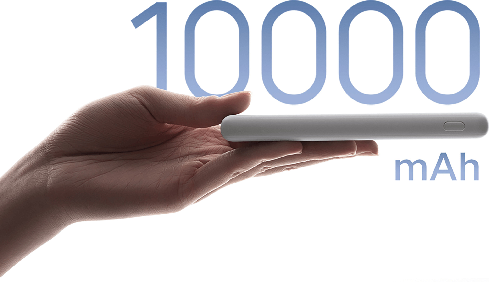 Xiaomi Power Bank 10000mAh 22.5W Lite с капацитет 10000 mAh, поставена върху длан