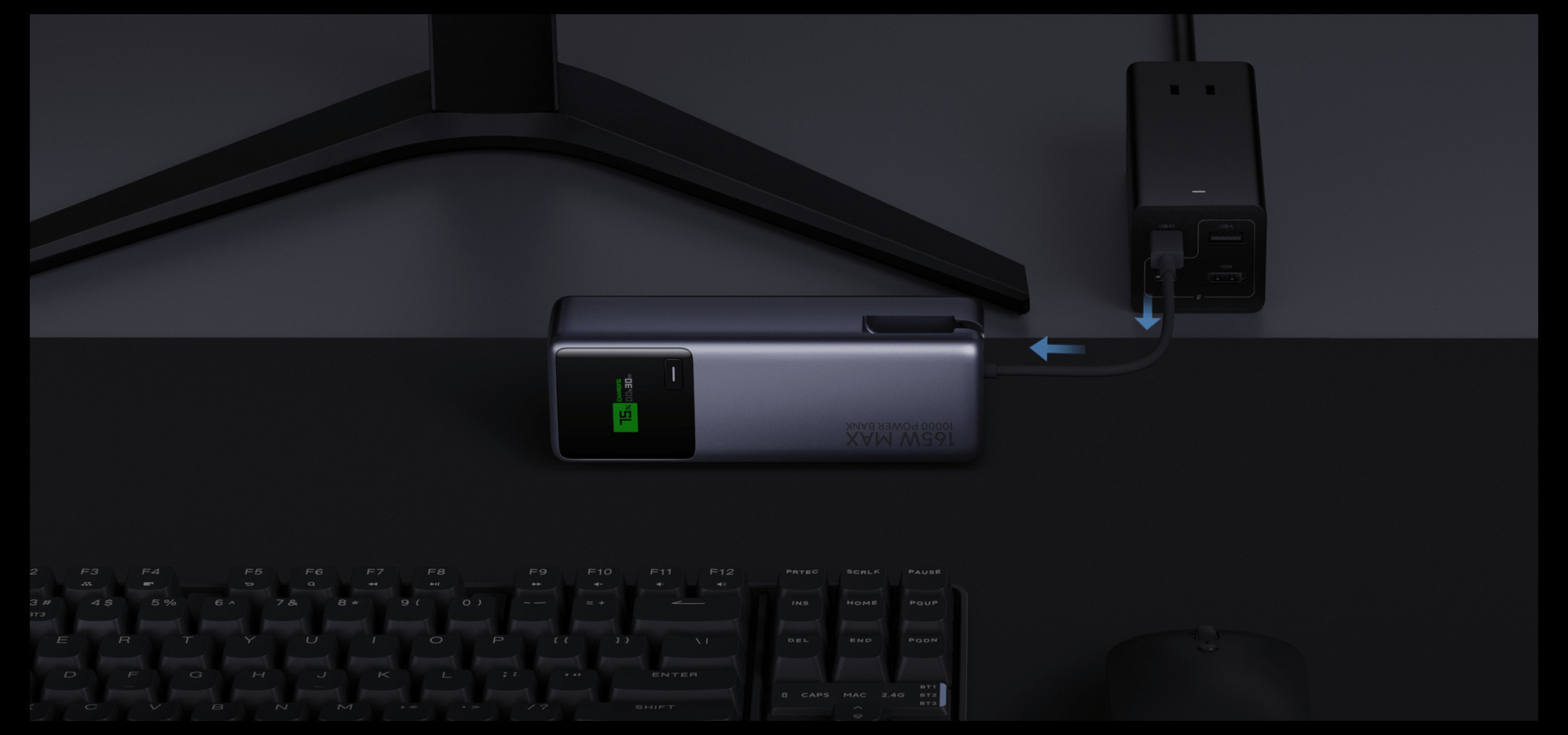 Xiaomi 165W Power Bank 10000mAh се самозарежда с 90 W на работно бюро