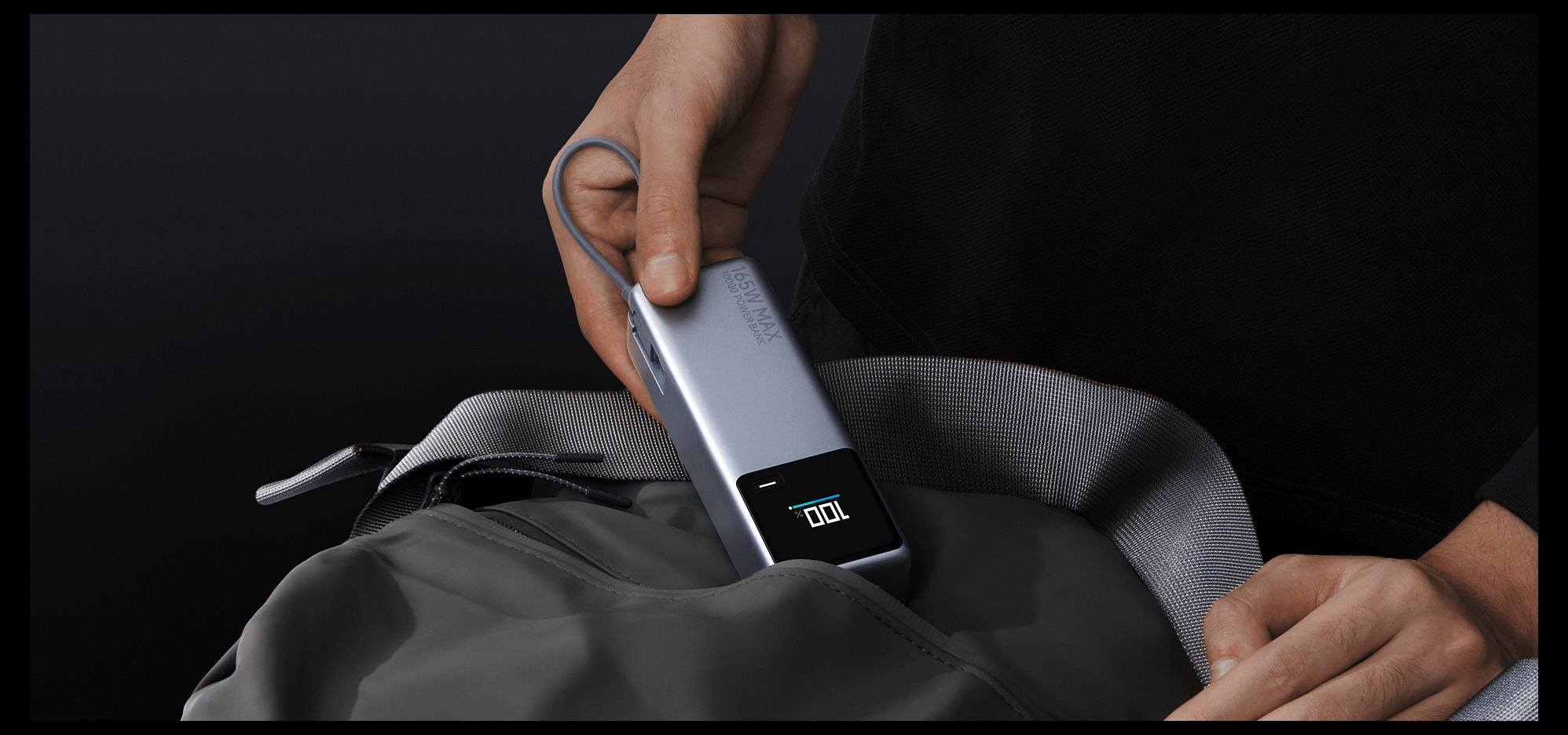 Xiaomi 165W Power Bank 10000mAh с вграден USB-C кабел се прибира в раница