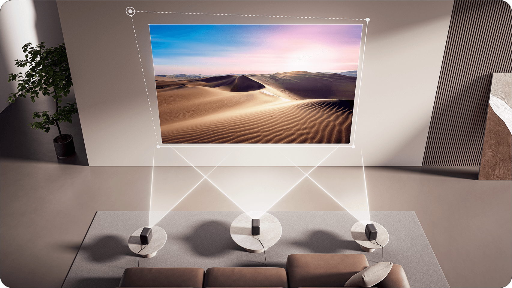 Автоматична корекция на образа на Xiaomi Smart Projector L1 при проектиране под ъгъл
