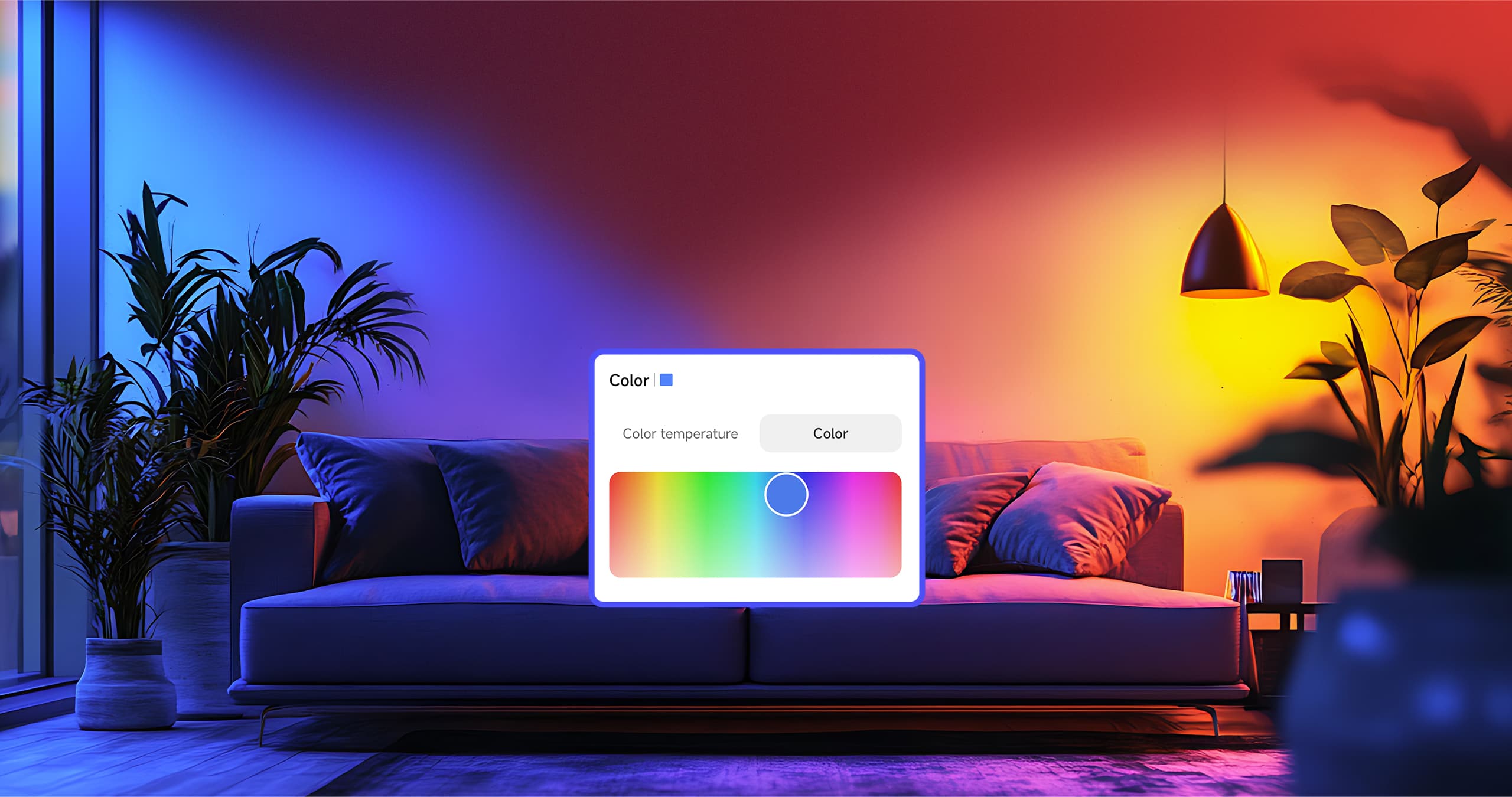 Дневна в наситени цветове, създадени от смарт крушка Xiaomi Smart LED Bulb (White and Color)