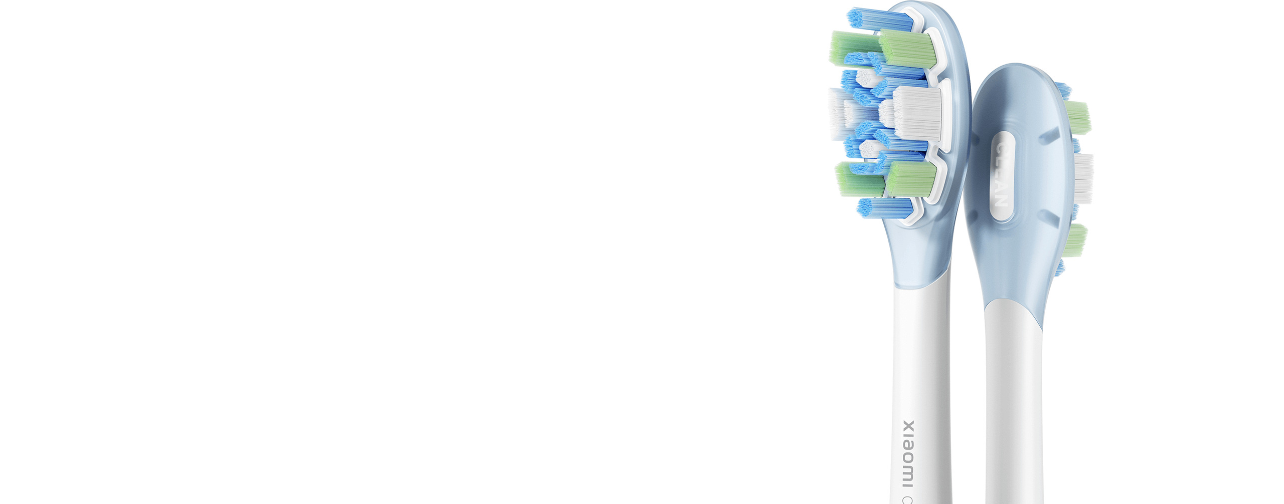 Две резервни глави Xiaomi Oscillation Electric Toothbrush Replacement Heads (Clean), показани отпред и отзад