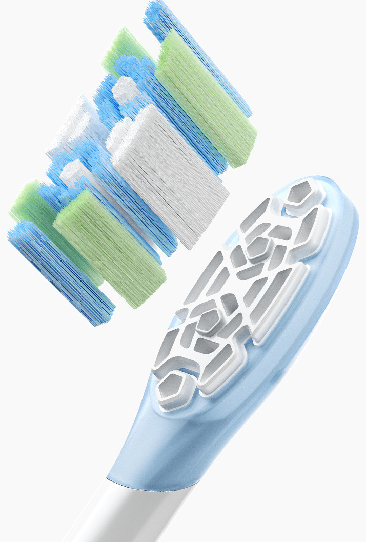 Разглобен изглед на влакната без мед в глава Xiaomi Oscillation Electric Toothbrush Replacement Heads