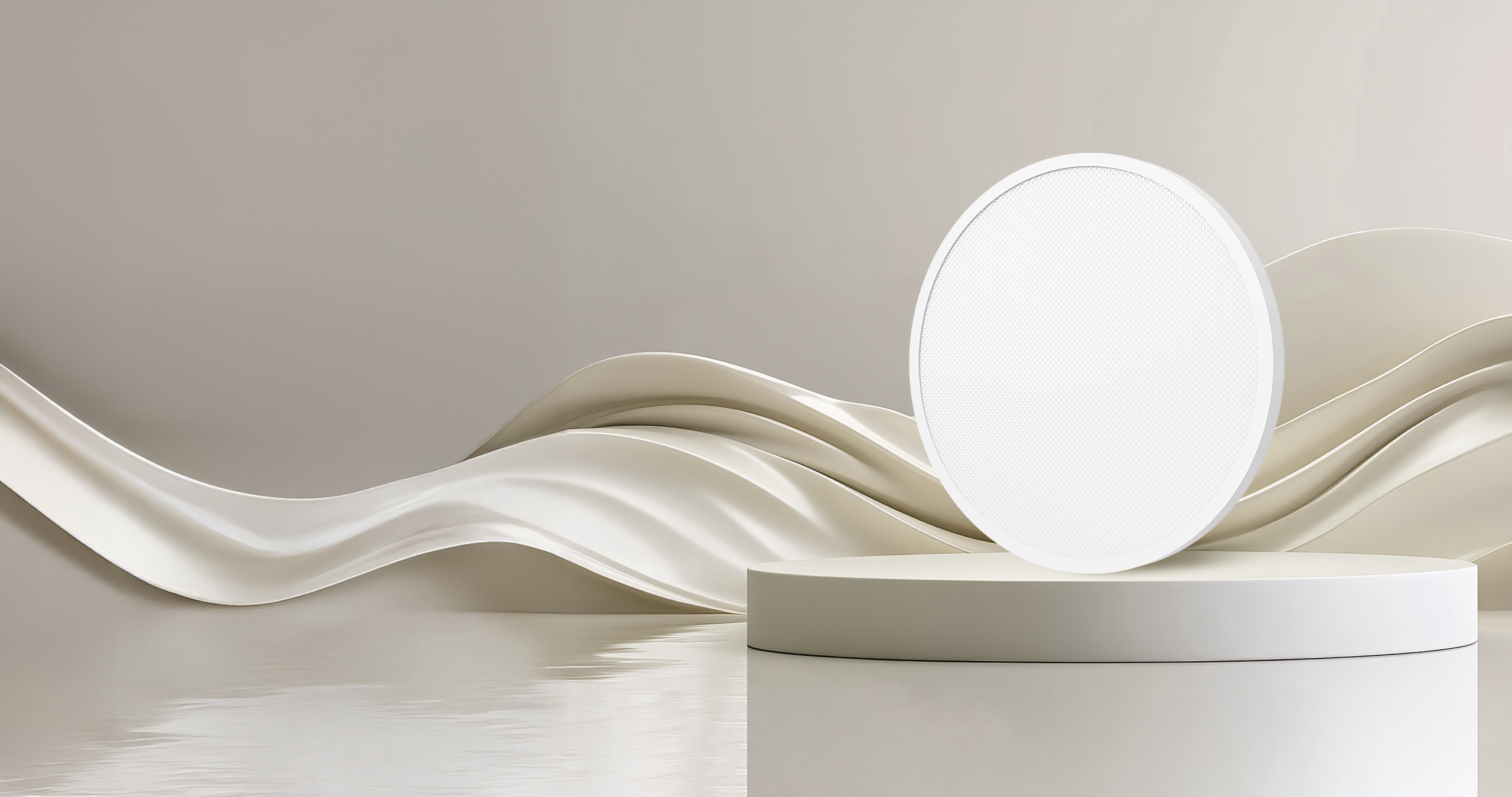 Смарт таванна лампа Xiaomi Smart Ceiling Light D40 върху подиум на светъл фон