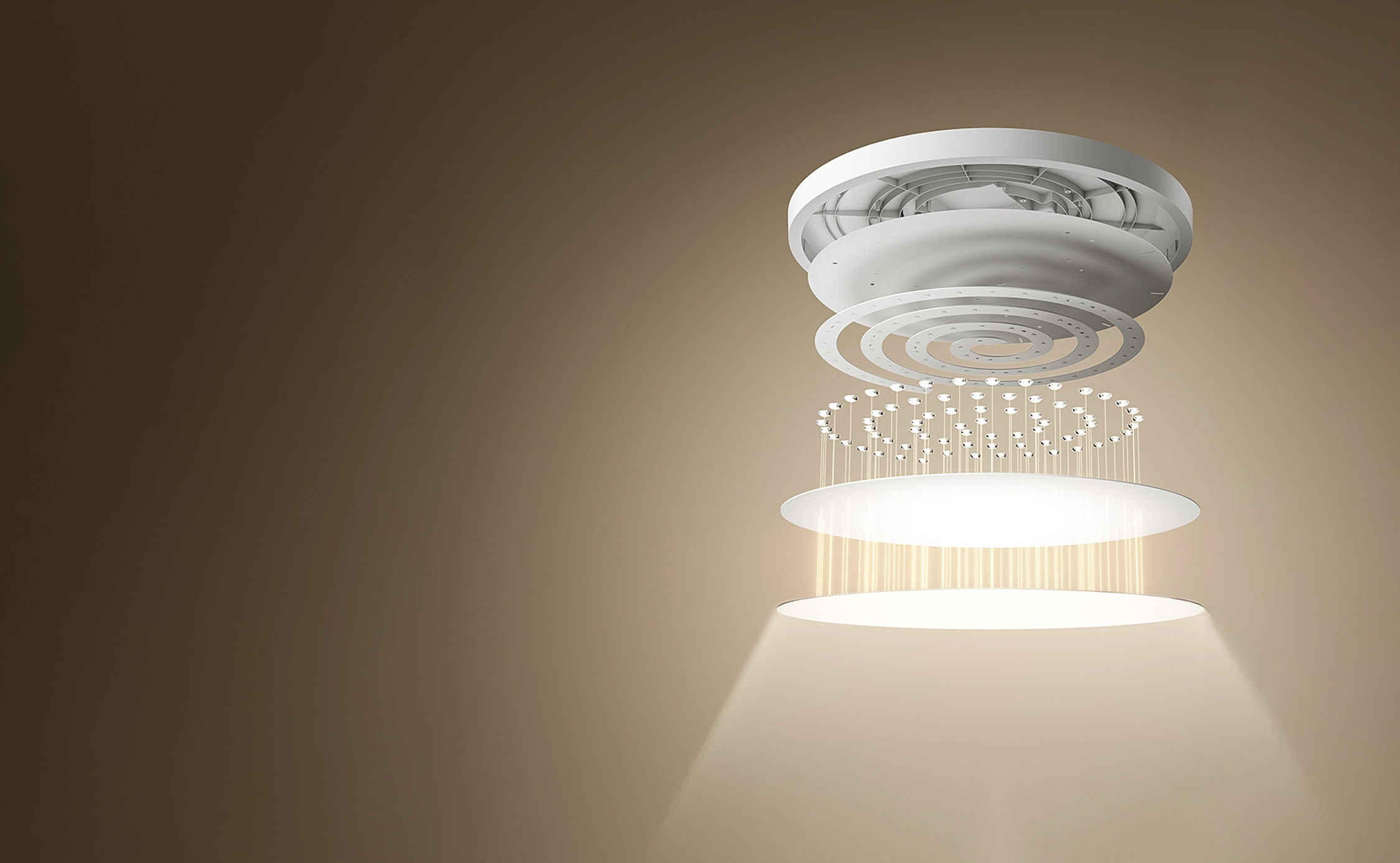 Разглобен изглед на оптичните слоеве на Xiaomi Smart Ceiling Light D40