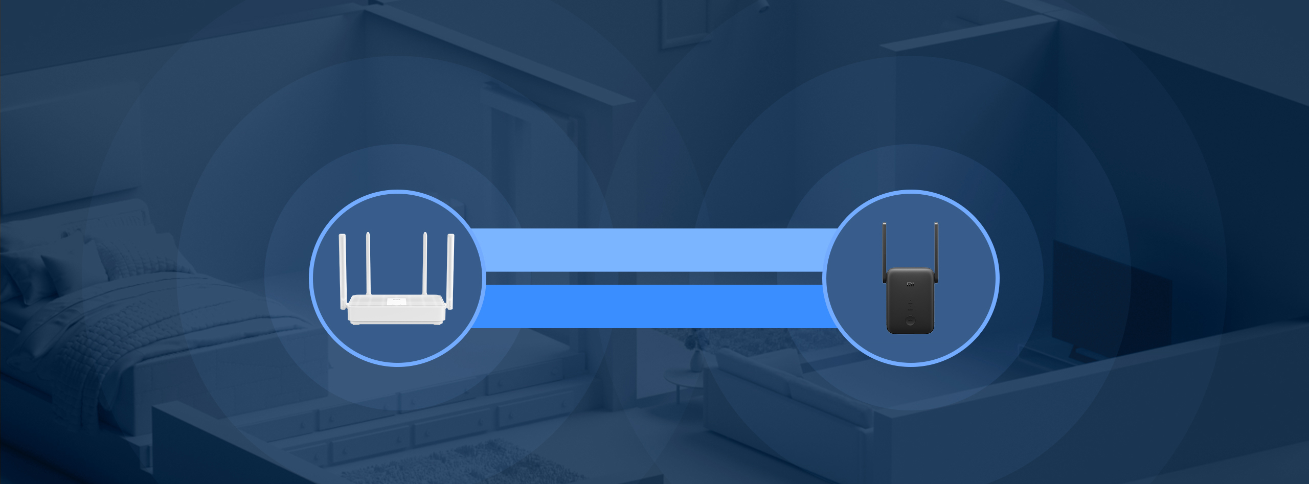 SmartLink връзка между рутер и Mi WiFi Range Extender AC1200 с основна и резервна лента