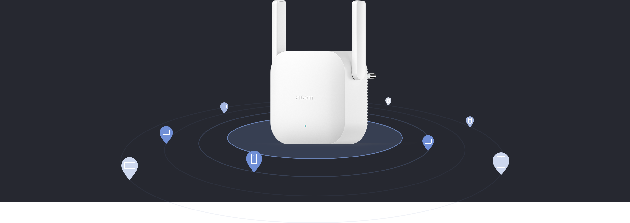Xiaomi WiFi Range Extender N300, свързан едновременно с телефони, лаптопи и телевизори
