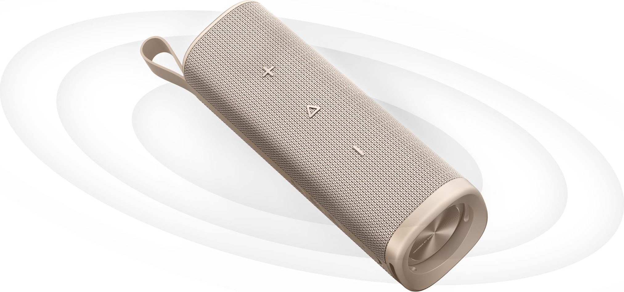 Xiaomi Sound Outdoor 30W в цвят Gold със звукови вълни около корпуса