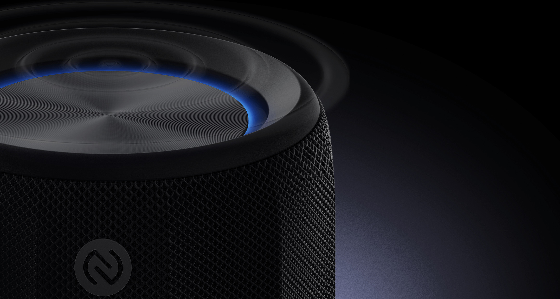 Изглед отгоре на Xiaomi Bluetooth Speaker Mini с осветен пръстен и NFC зона
