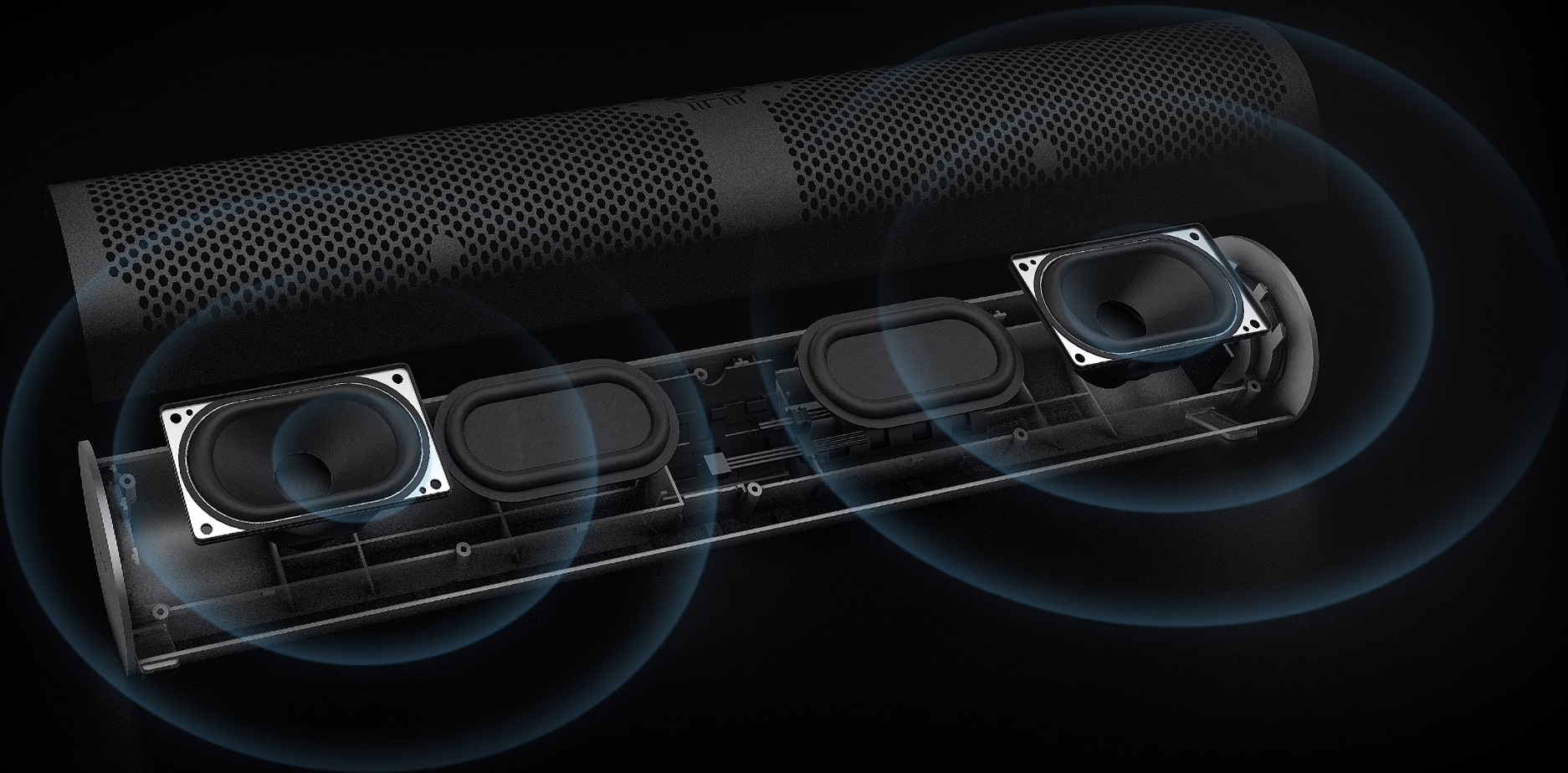 Вътрешна акустична конструкция на Xiaomi Desktop Speaker с говорители и пасивни радиатори
