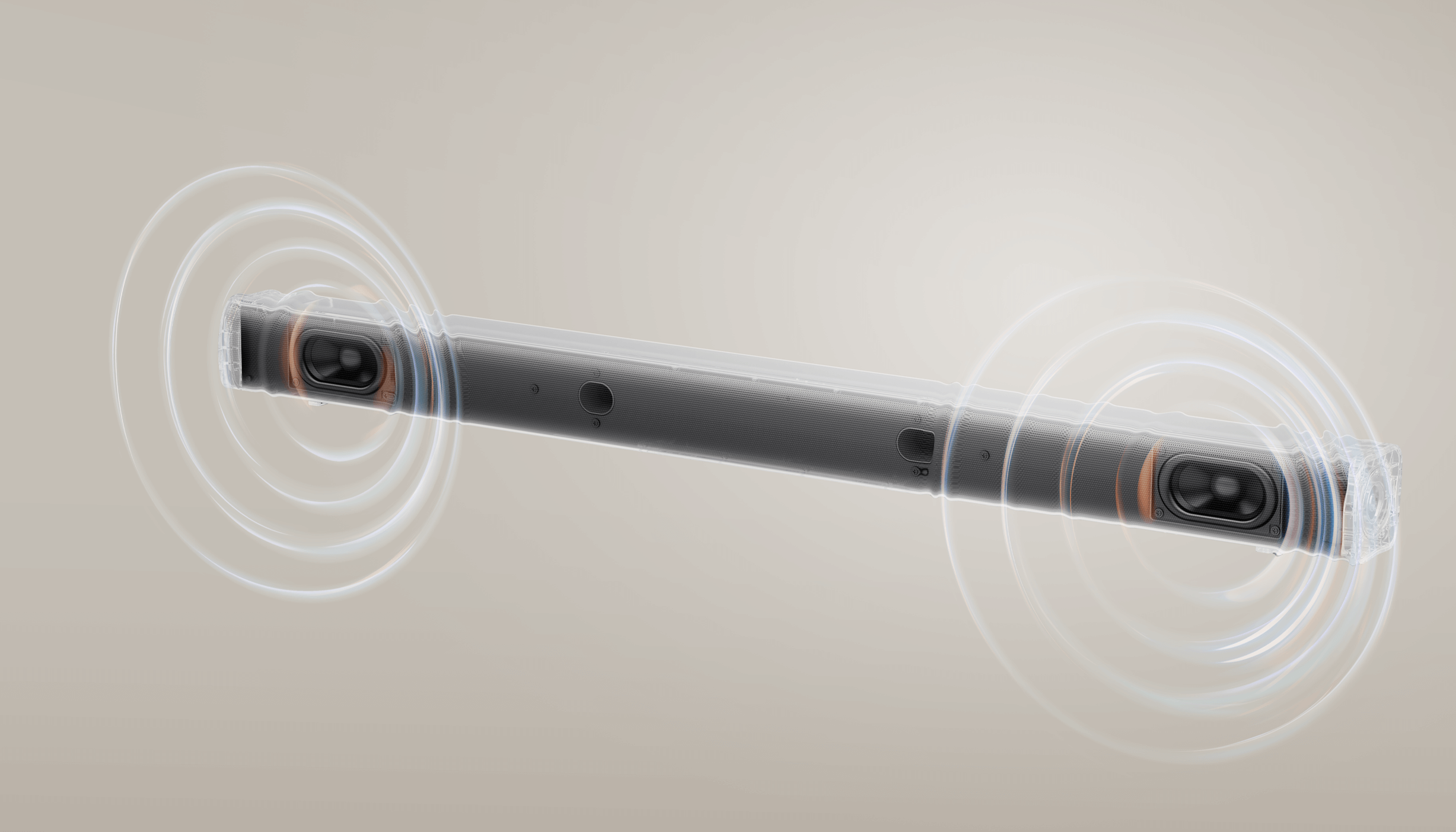 Разрез на Xiaomi Soundbar 2.0ch с двата full-range говорителя и звуковата камера от тръбен тип