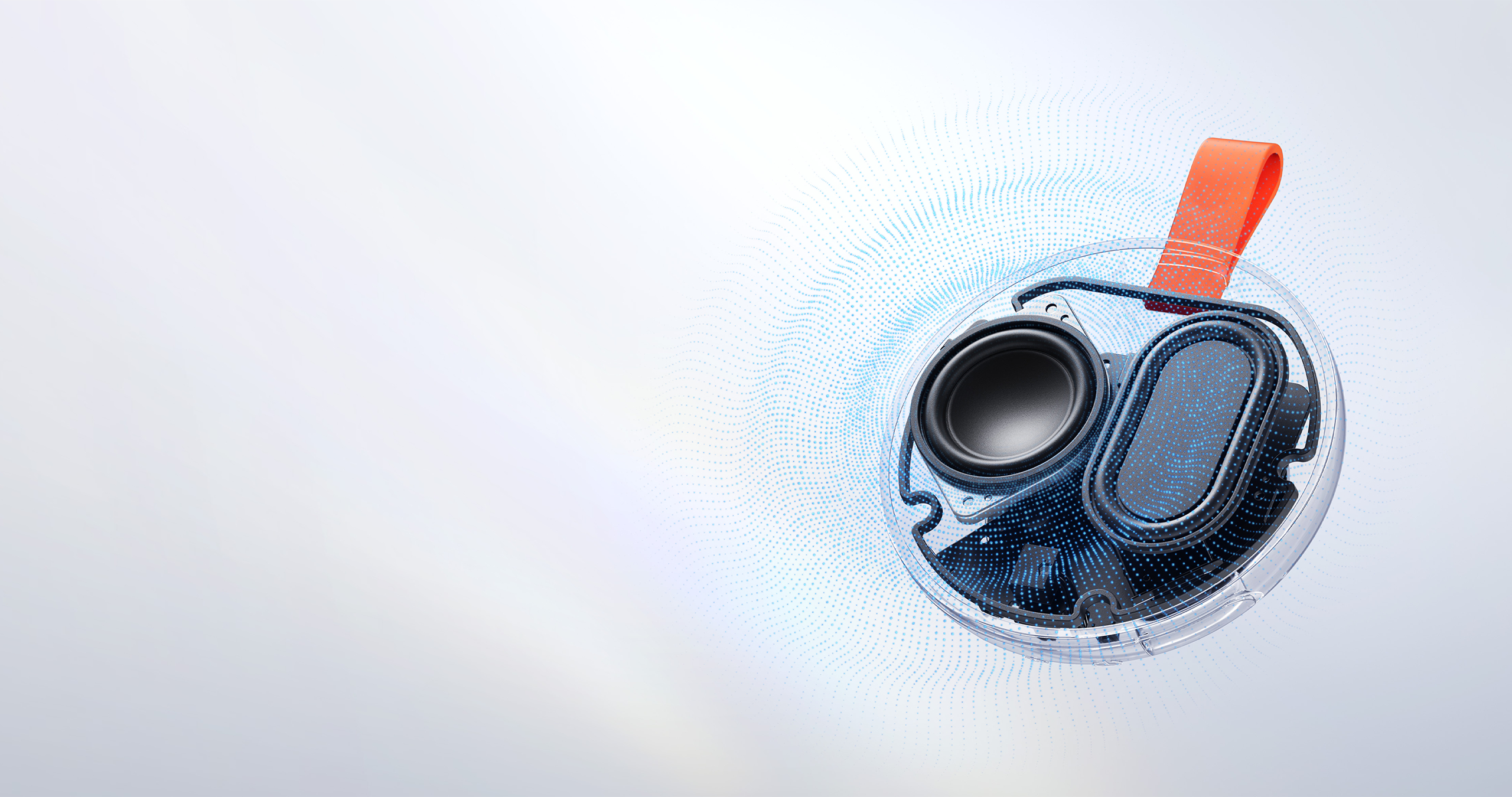 Разрез на акустичната структура на Xiaomi Bluetooth Speaker Essential с говорител и пасивен радиатор