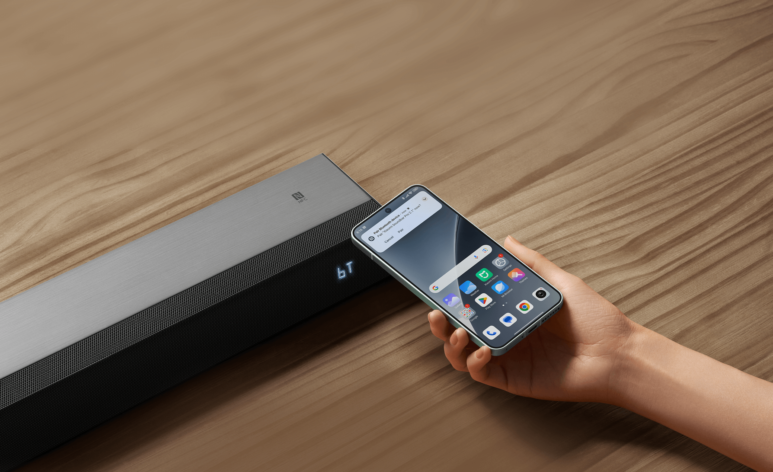 Сдвояване на смартфон с Xiaomi Soundbar Pro 2.1 ch NS4-EU чрез NFC докосване